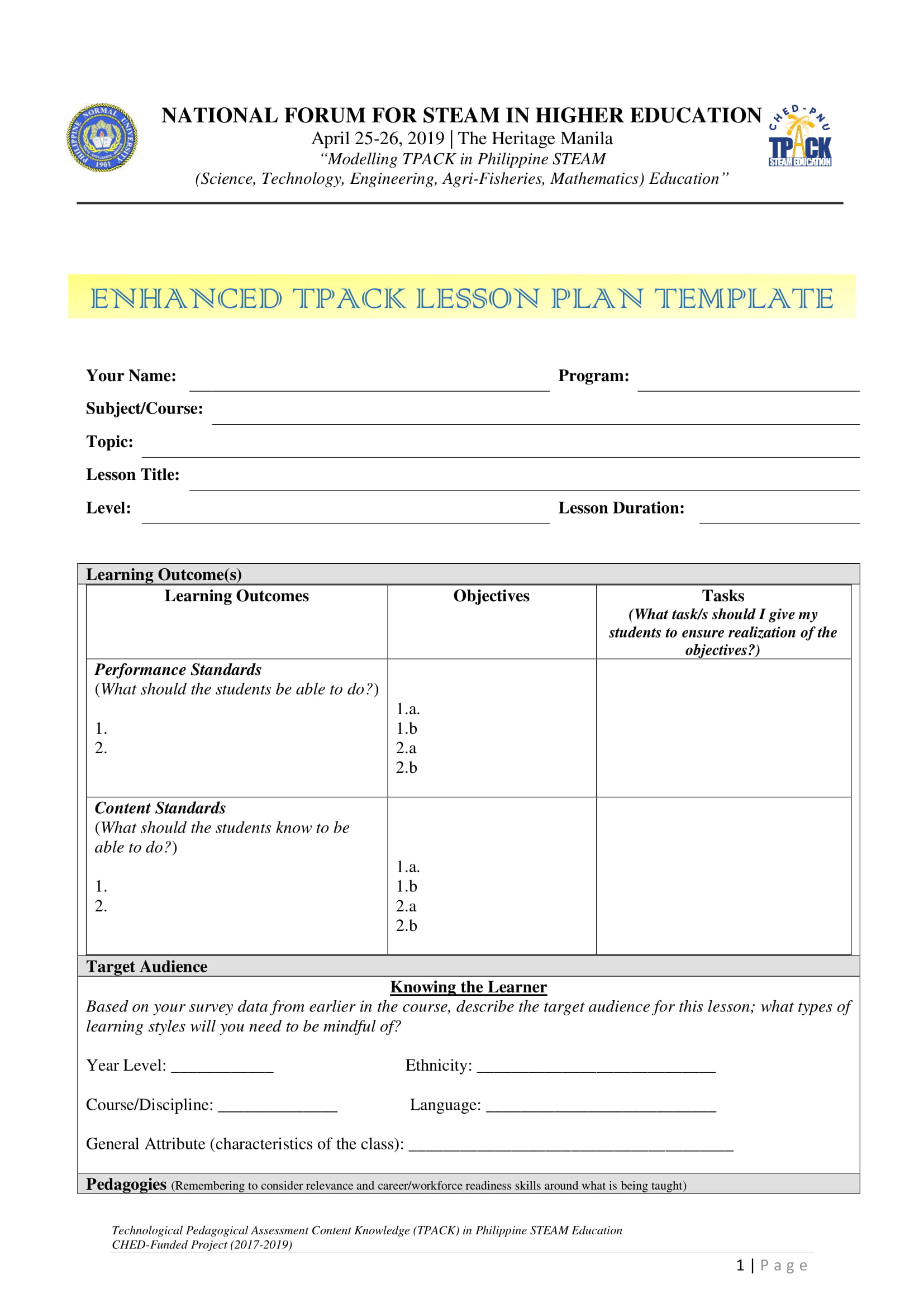 Cover for Lesson Exemplar Template, Rubric, and Peer Review Form