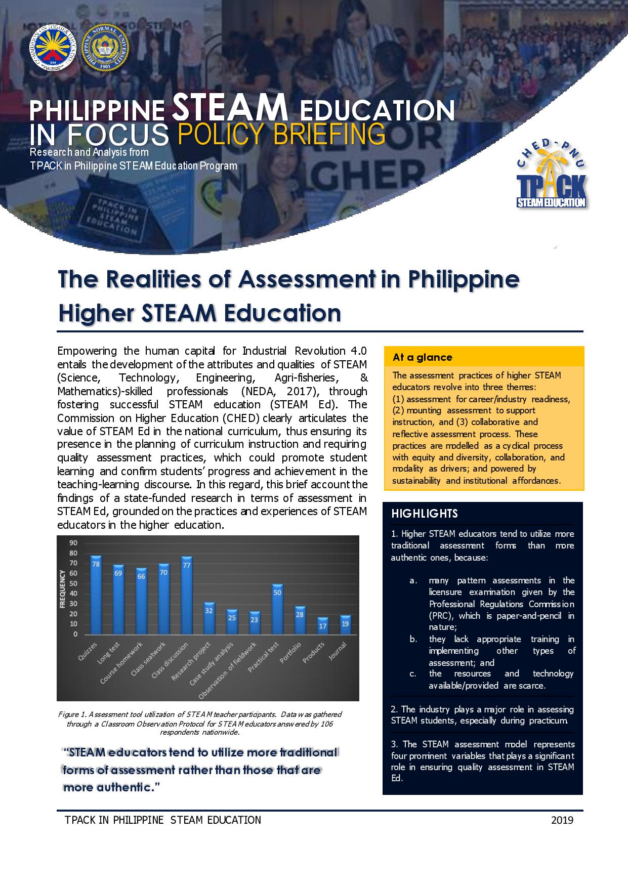 Cover for The Realities of Assessment in Philippine Higher STEAM Education
