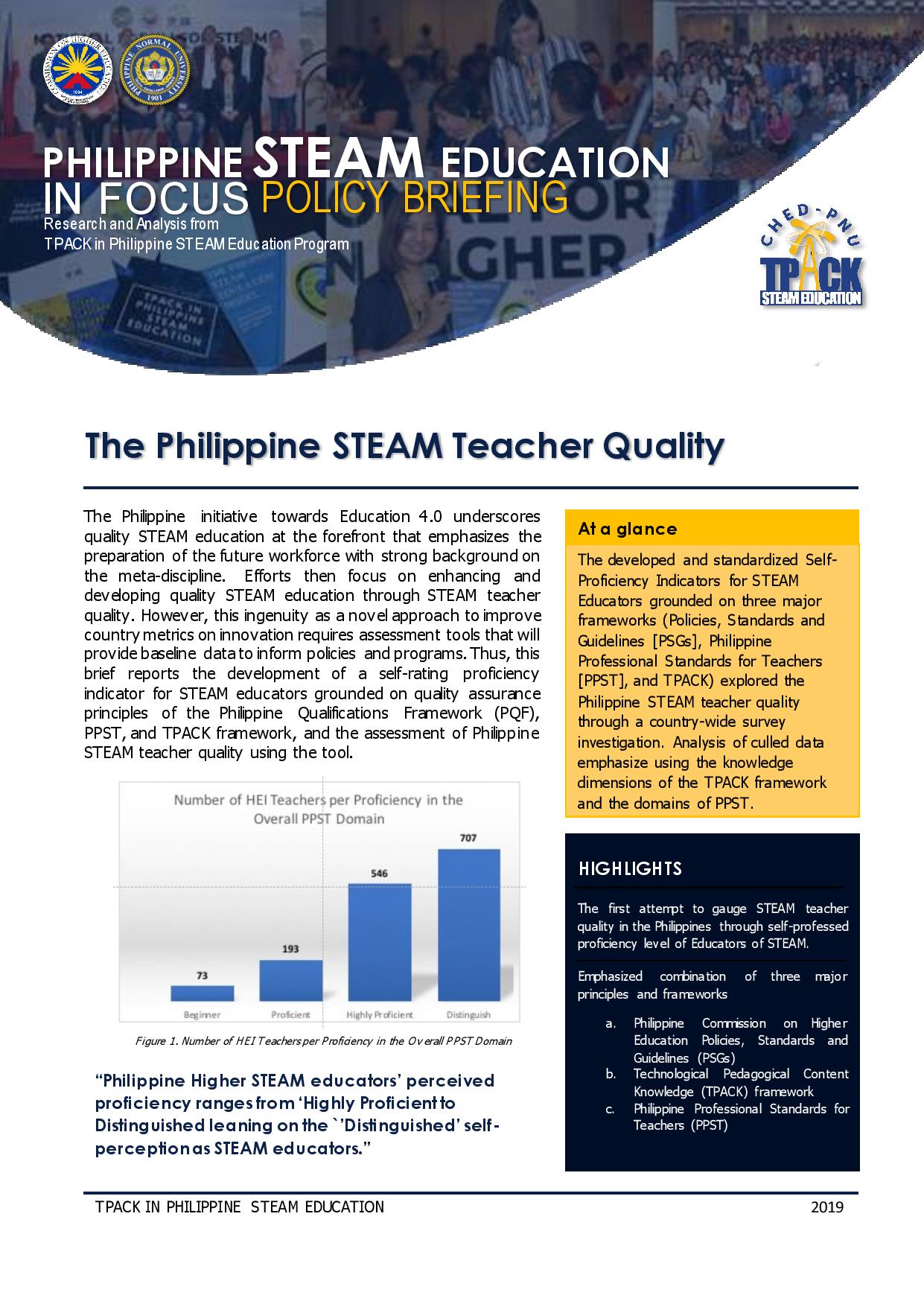 Cover for The Philippine STEAM Teacher Quality